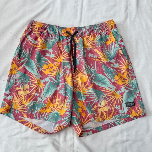 Aftco Medium Swim Board Shorts ~ Vacation Beach Tropical Lined Pocket - Picture 1 of 8